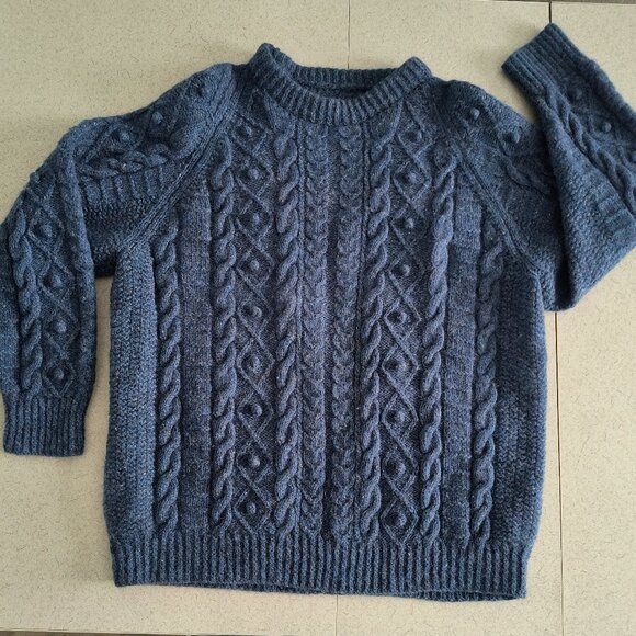 Vintage homemade 100% wool Fleck Cable Knit Fisherman Sweater size in descriptio - Picture 4 of 9